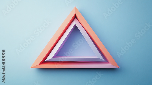 Folded origami triangle made of soft pastel paper ce