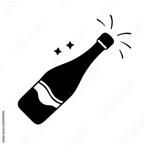 champagne bottle icon, champagne bottle silhouette vector illustration-simple silhouette illustration of champagne bottle, perfect for champagne bottle logos and icons