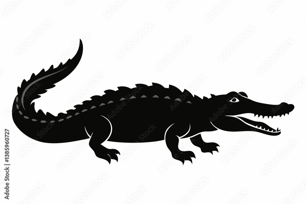 crocodile sihouette black vector crocodile sihouette black vector