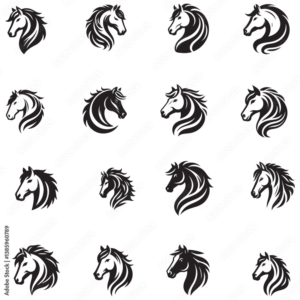 Fototapeta premium Horse Silhouette Vector, Horse head Silhouette , Horse logo vector