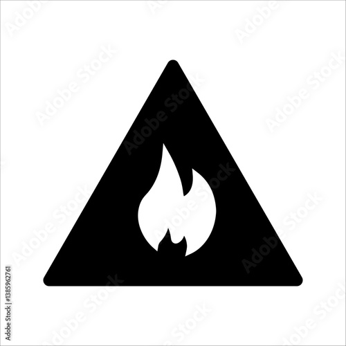 Fire warning sign vector. Fire warning sign in triangle line and black. Flammable and non-flammable substances icon. Vector