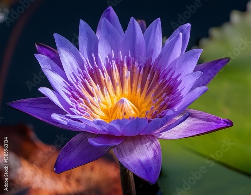 a vibrant purple lotus radiates beauty and tranquility in nature