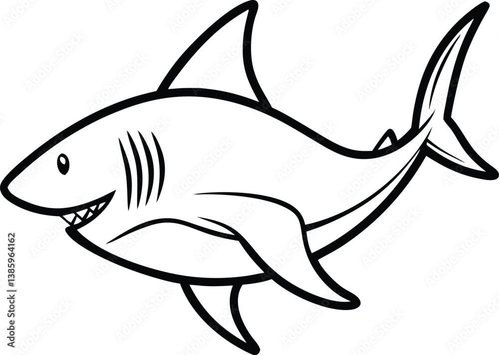 Obraz premium Shark Line art Design with white background