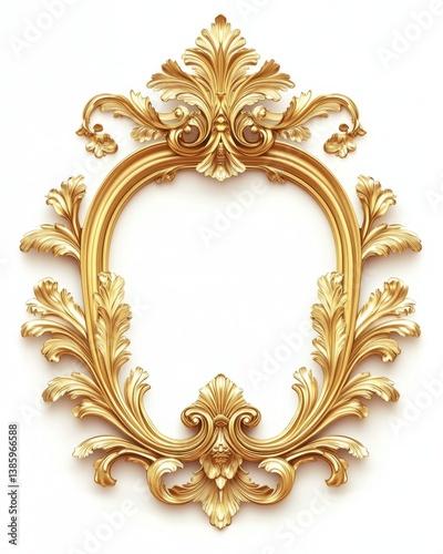 Obraz na płótnie Ornate golden frame with intricate floral details on a clean white background for elegant design projects w salonie