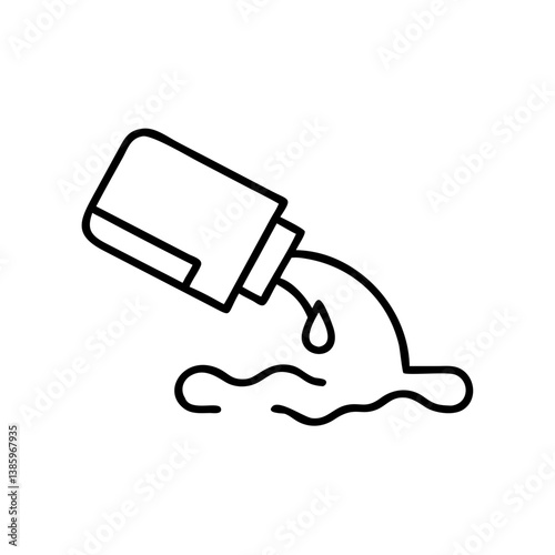 Hazardous Liquid Spillage Icon, black outline, transparent background