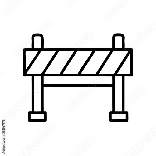 icon caution barrier, black outline, transparent background