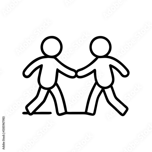 children crossing icon, black outline, transparent background