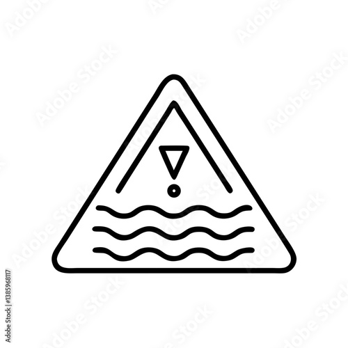 flood warning icon, black outline, transparent background