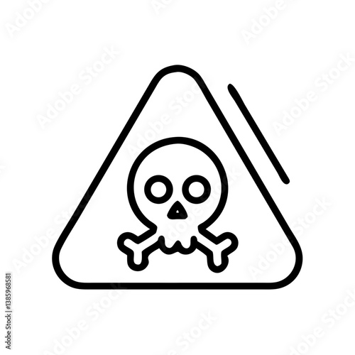 Hazard symbol icon depicting poison and toxicity, black outline, transparent background