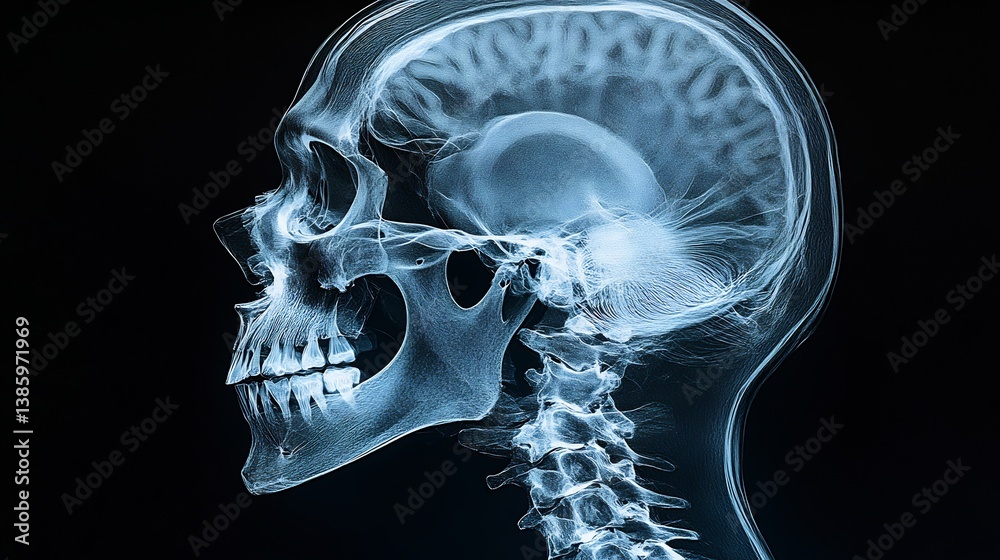 XRay Skull Brain Anatomy Medical Scan.