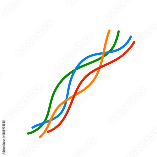 Colorful wire or cable vector illustration, Electrical cables isolated.