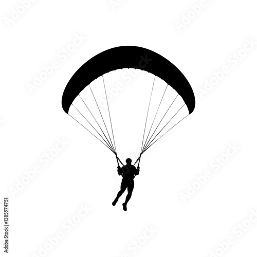 paraglider silhouette on a blue sky