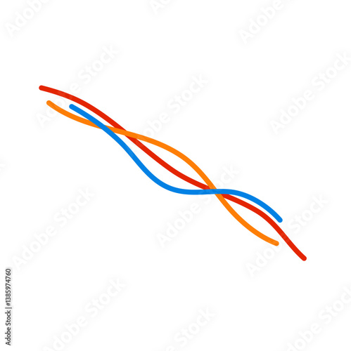Colorful wire or cable vector illustration, Electrical cables isolated.