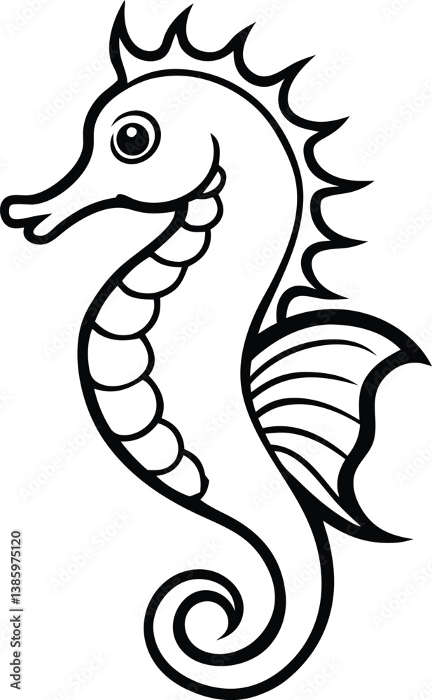 Obraz premium Sea Horse Line art Design with white background