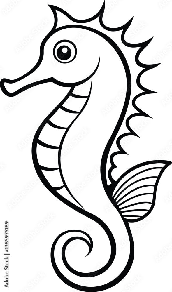 Fototapeta premium Sea Horse Line art Design with white background