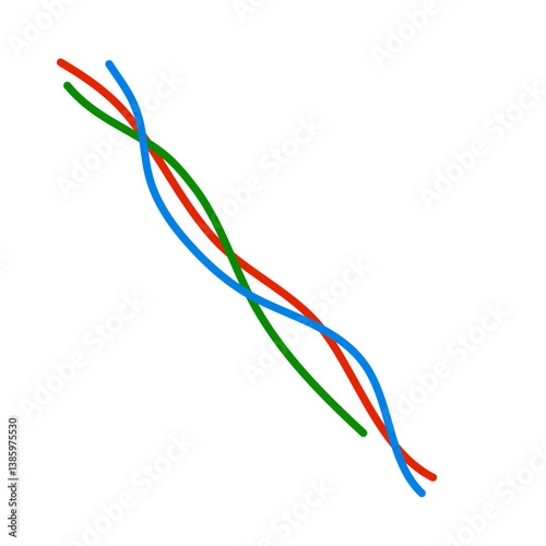 Colorful wire or cable vector illustration, Electrical cables isolated.