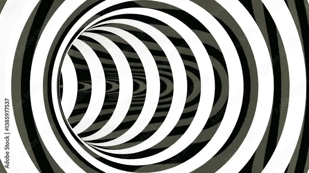 Animated black white wormhole optical illusion 