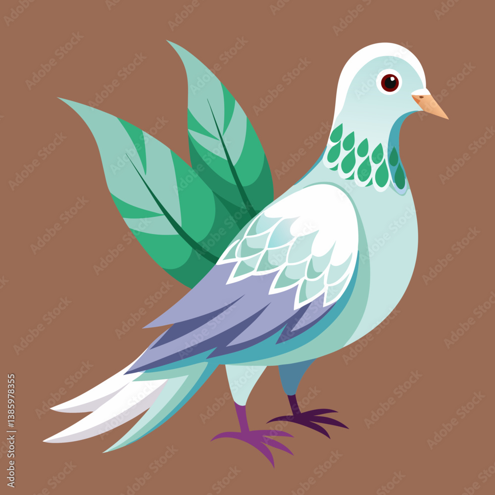 Obraz premium Dove Vector Illustration - Cartoon, Clipart & Line Art Printable Graphic Design