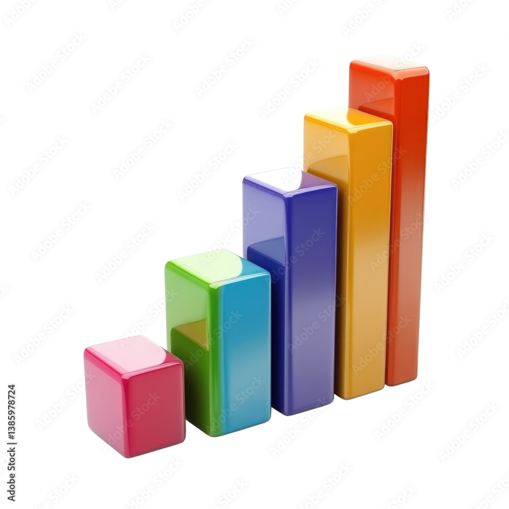 Colorful bars representing growth and progress in a financial report, isolated on transparent background, cutout png Colorful bars representing growth and progress in a financial report, isolated on transparent background, cutout png