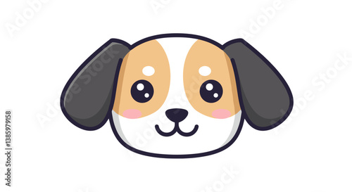Cute cartoon dog face illustration  
