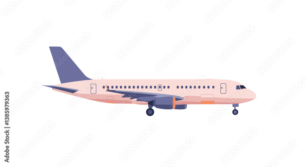 Airplane illustration in pastel colors against a white background Airplane illustration in pastel colors against a white background