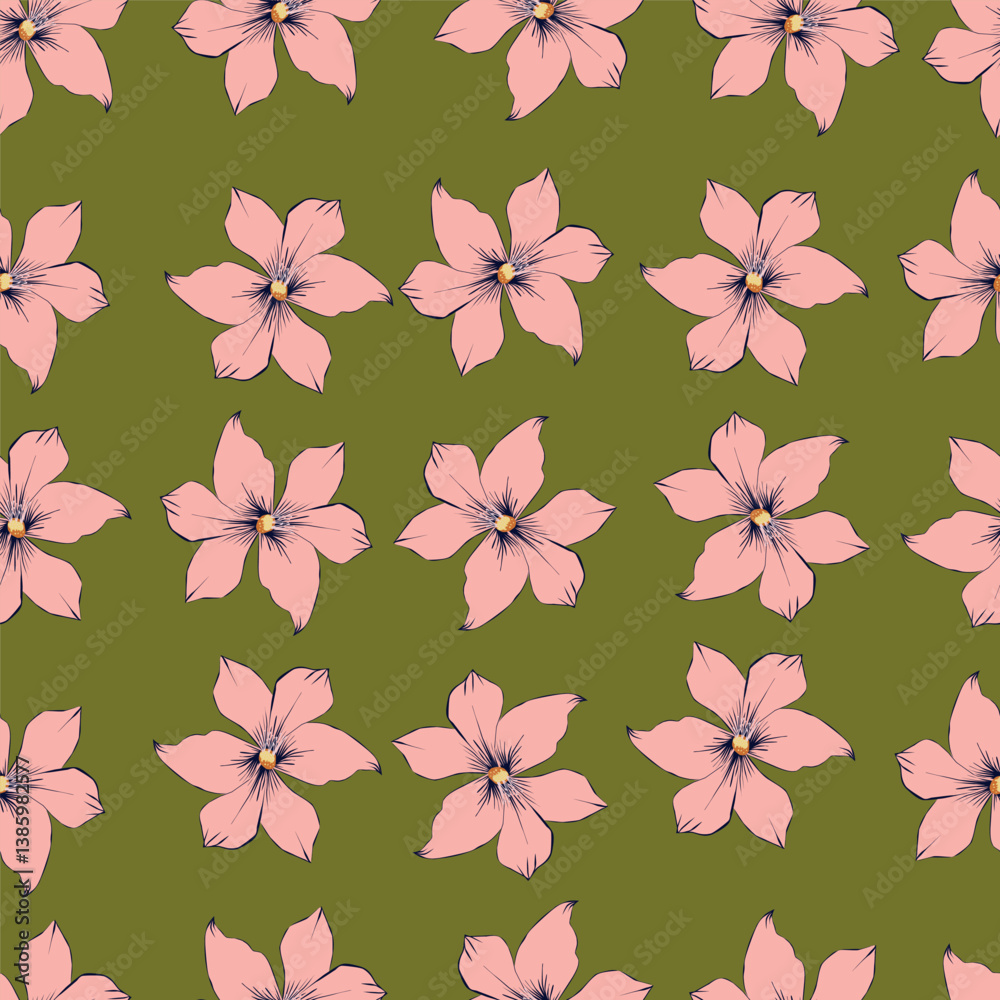Seamless floral pattern, cute ditsy print with simple decorative plants. Pretty botanical surface design: small hand drawn flowers, leaves, colorful meadow on a blue background. Vector illustration Seamless floral pattern, cute ditsy print with simple decorative plants. Pretty botanical surface design: small hand drawn flowers, leaves, colorful meadow on a blue background. Vector illustration