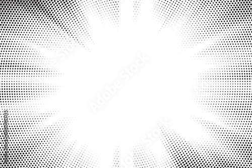 Dotwork noise burst beam background. Black noise stipple dots sunburst pattern. Motion, explosion effect. Abstract dotwork banner with star flash. Radial ray grunge pattern. Abstract sunbeam. 