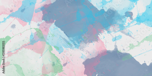 Abstract translucent multicolored watercolor background. Watercolor background. 3D illustration, 3D rendering. Colorful gradient ink colors wet effect hand drawn canvas background .