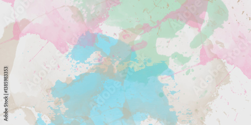 Abstract translucent multicolored watercolor background. Watercolor background. 3D illustration, 3D rendering. Colorful gradient ink colors wet effect hand drawn canvas background .