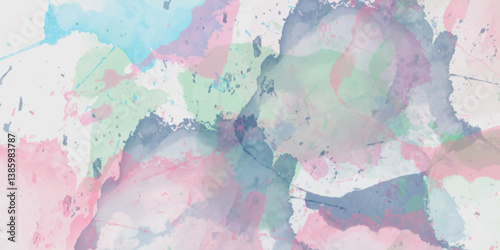 Abstract translucent multicolored watercolor background. Watercolor background. 3D illustration, 3D rendering. Colorful gradient ink colors wet effect hand drawn canvas background .