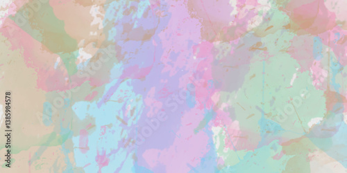 Abstract translucent multicolored watercolor background. Watercolor background. 3D illustration, 3D rendering. Colorful gradient ink colors wet effect hand drawn canvas background .