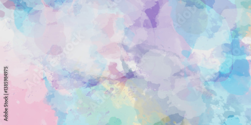 Abstract translucent multicolored watercolor background. Watercolor background. 3D illustration, 3D rendering. Colorful gradient ink colors wet effect hand drawn canvas background .