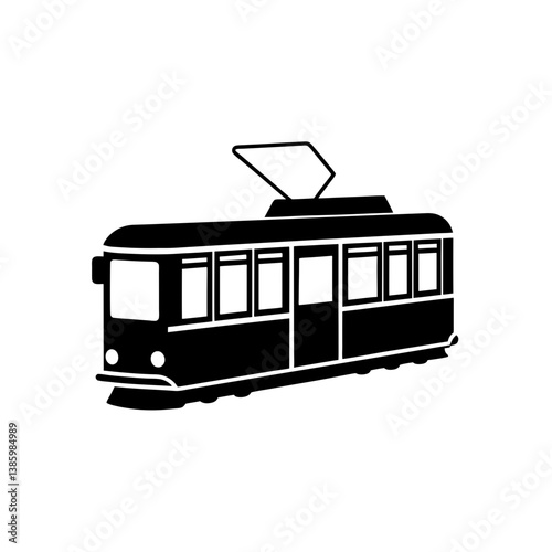 old tram isolated on white background