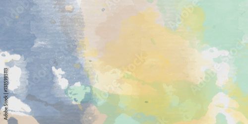 Abstract translucent multicolored watercolor background. Watercolor background. 3D illustration, 3D rendering. Colorful gradient ink colors wet effect hand drawn canvas background .
