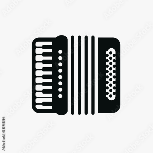 very simple flat and single minimalist Accordion Keys Silhouettes in black on a white background 