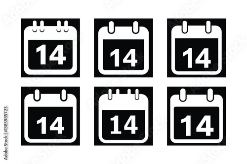calendar february 14 marked vector art silhouette