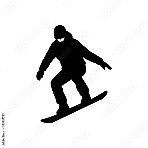 silhouette of snowboarder jumping