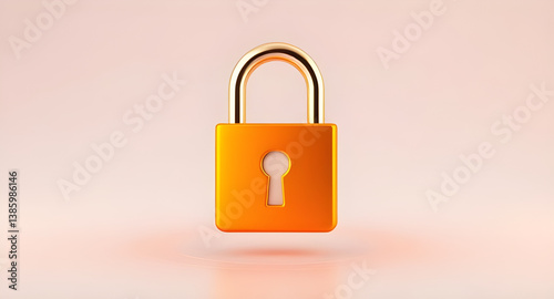 Golden Orange Padlock Symbolizing Online Security and Data Protection