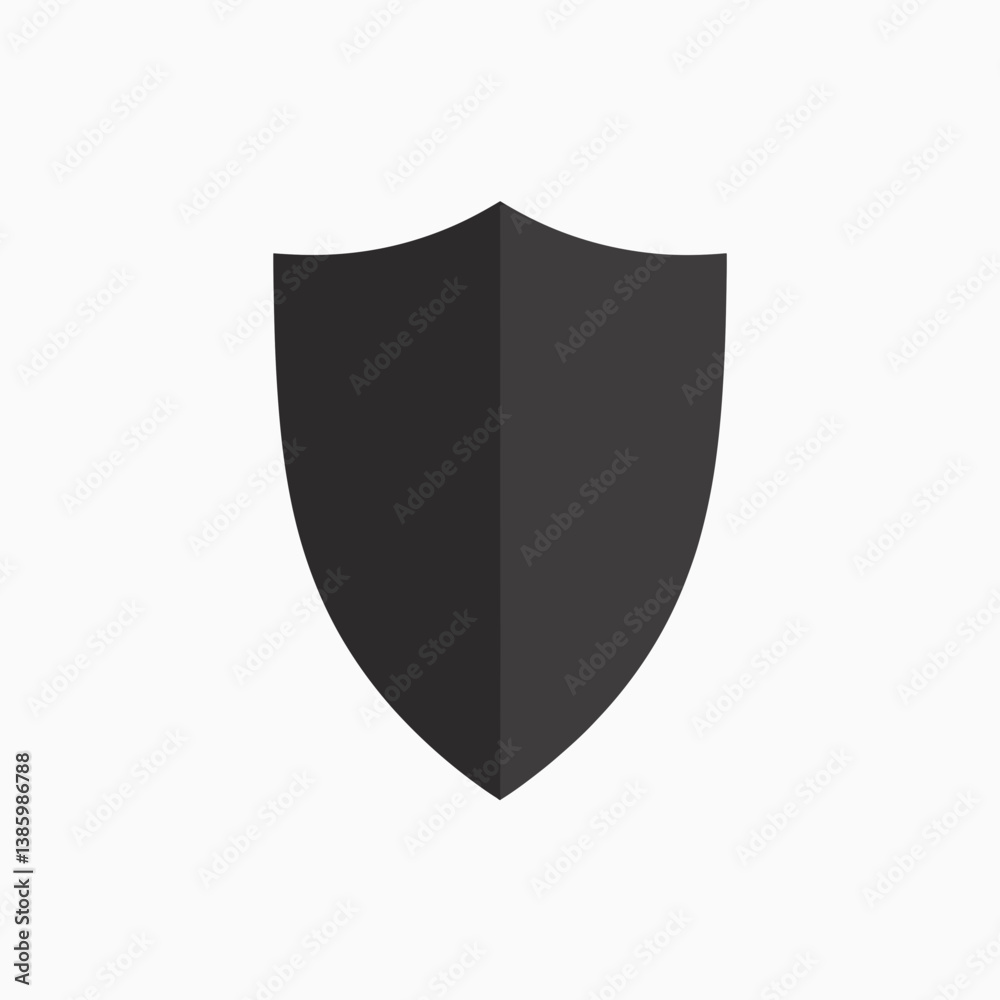 Black shield logo design on a minimalistic background Black shield logo design on a minimalistic background