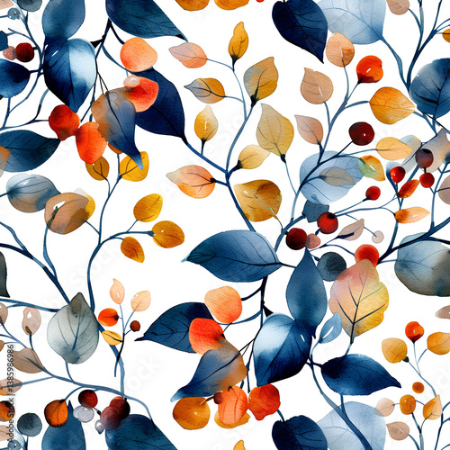 seamless pattern with autumn leaves