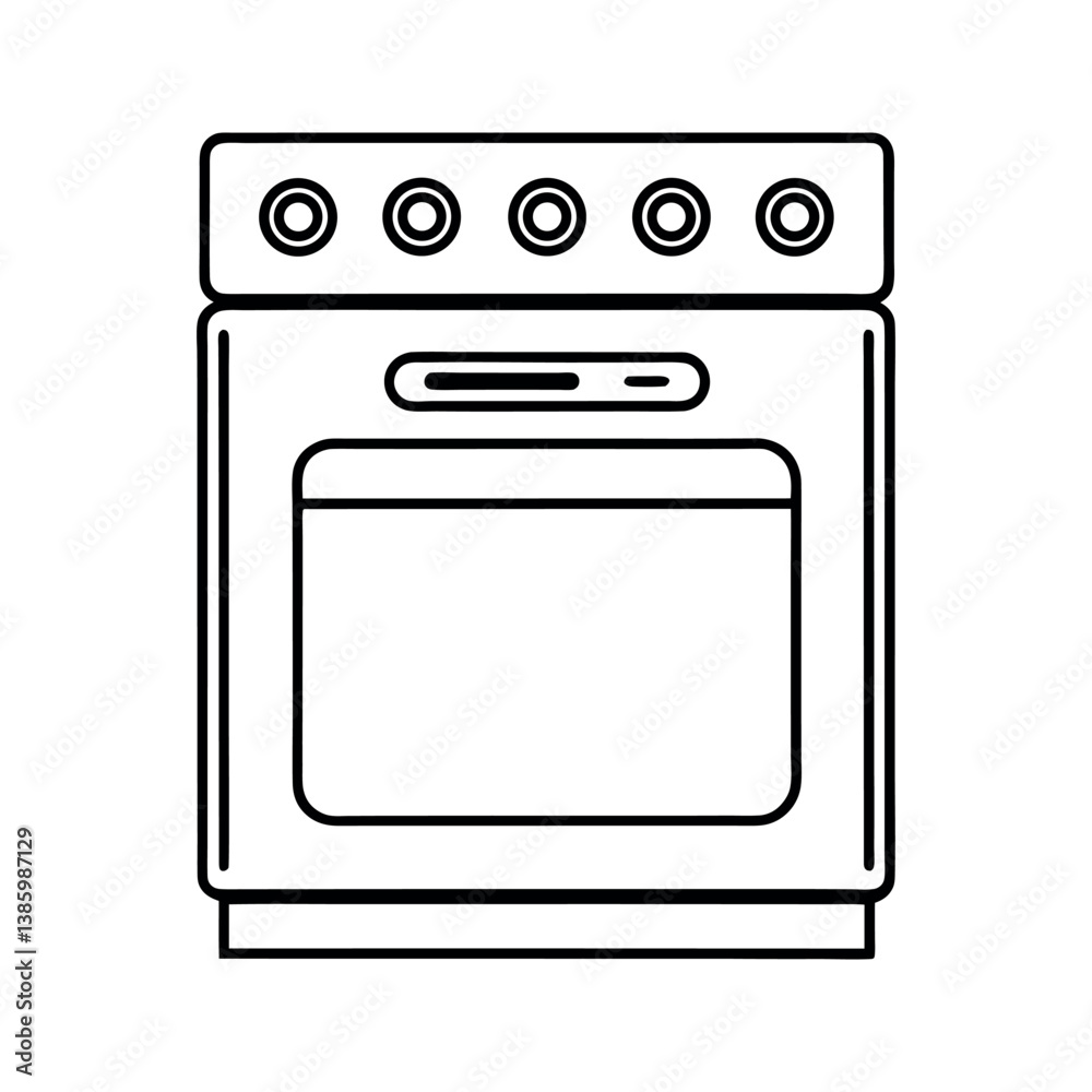 Oven Line Art Vector Outline Illustration

