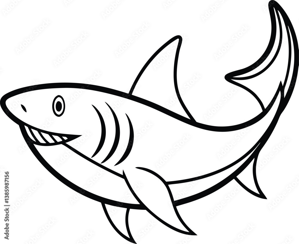 Fototapeta premium Shark Line art Design with white background