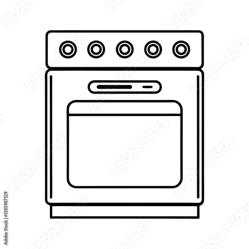 Oven Line Art Vector Outline Illustration

