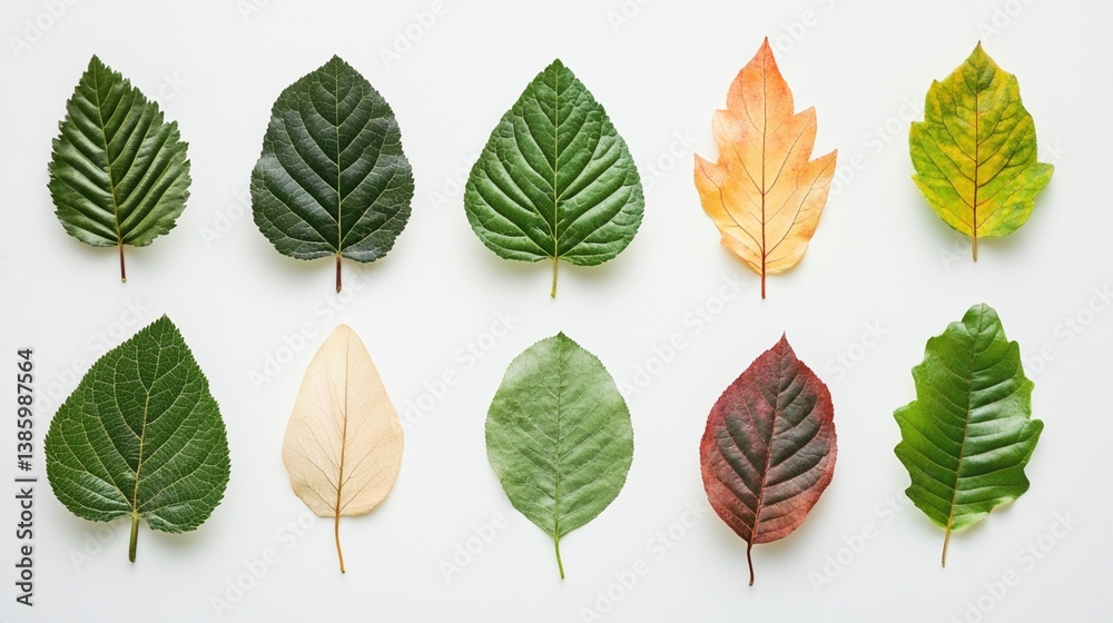 Obraz premium Colorful autumn leaves arranged on white background (3)