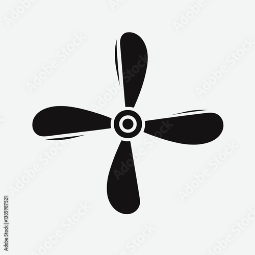 very simple flat and single minimalist Airplane Propeller Silhouette in black on a white background
