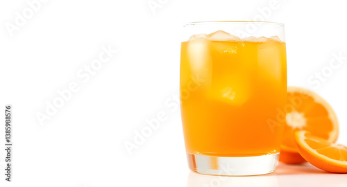 Orange Soda in a Glass with White Background