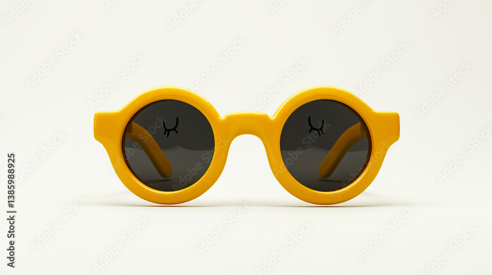 Stylish 3D cartoon sunglasses with oversized dark lenses and a cute sleepy expression. A trendy and laid-back summer accessory.