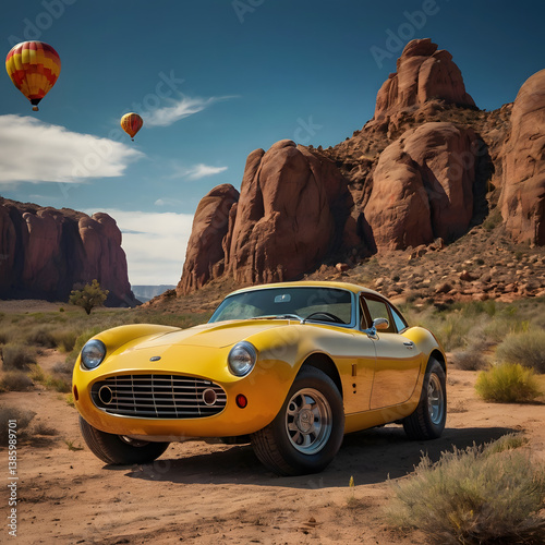 Plakat Classic Sports Car Desert Drive