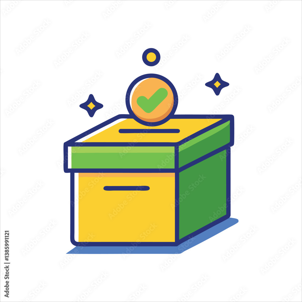 Ballot Box with Check Mark for Voting Ballot Box with Check Mark for Voting