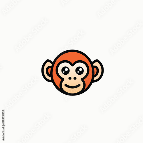 Cute monkey face silhouette Vectors minimalist head logo, Icon, element. Vector illustration